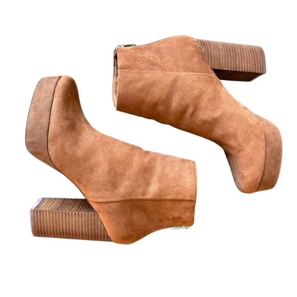 Steve Madden Gusty Platform Ankle Chunky Heeled Booties in Tan Womens Size 9.5 - Picture 3 of 12